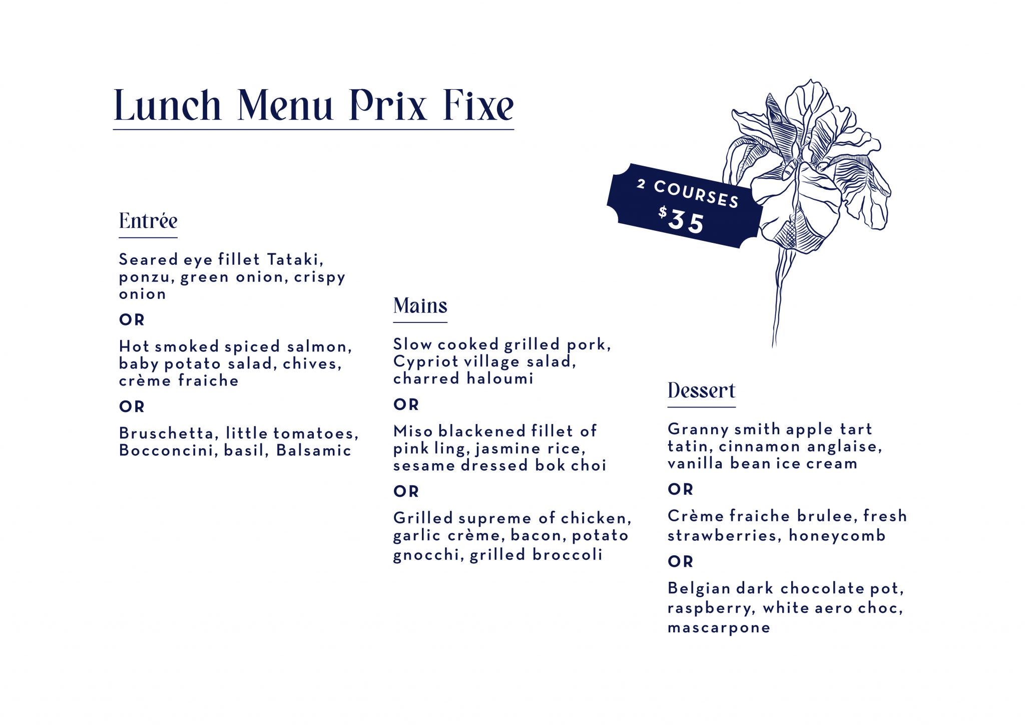 Our Prix Fixe Lunch Menu! Alida Restaurant